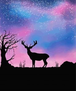 Stag Animal Silhouette paint by numbers