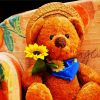 Teddy Bear Holding A Flower paint by numbers