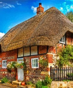 Thatched Cottage House paint by numbers