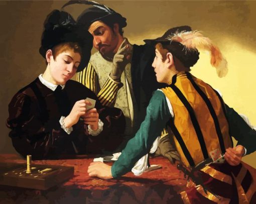 The Cardsharps By Caravaggio paint by number