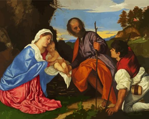 The Holy Family WithA Shepherd By Tizianopaint by numbers