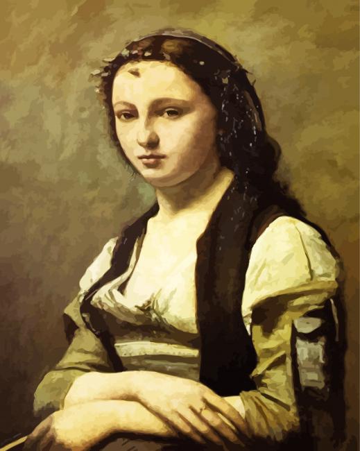 The Woman With The Pearl By Corot paint by numbers
