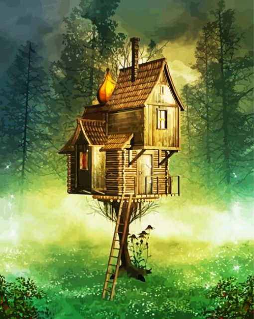 Treehouse Illustration paint by numbers