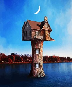 Treehouse Illustration Art paint by numbers