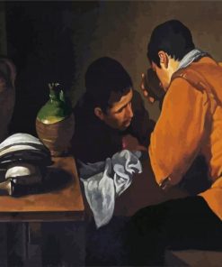Two Young Men Eating At A Humble Table By Velazquez paint by numbers
