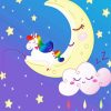 Cute Unicorn On Moon paint by numbers