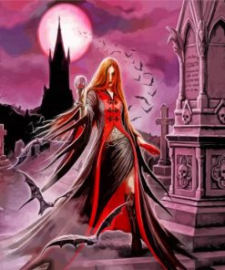 Vampire Witch In Cemetery paint by numbers