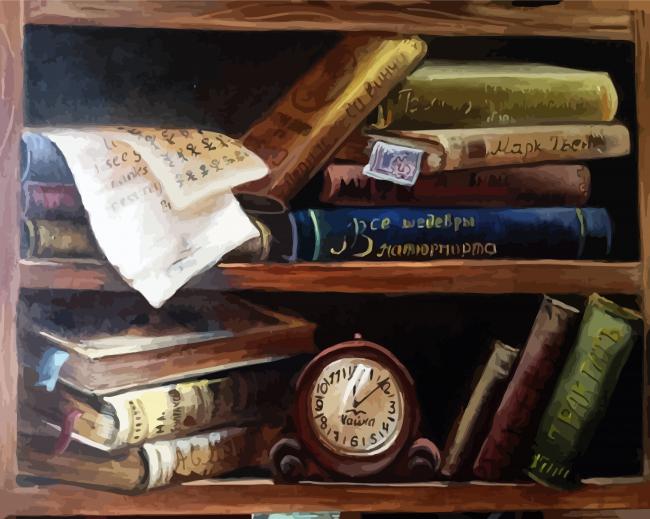 Vintage Bookcase paint by number