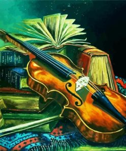 Violin And Books paint by numbers