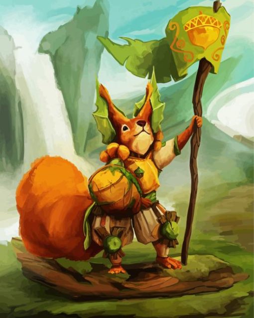 Warrior Squirrel Animal paint by numbers