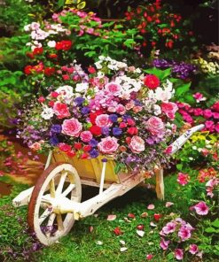 Wheelborrow Full Of Flowers paint by numbers
