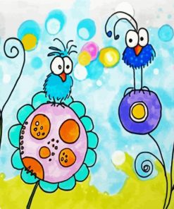 Whimisical Flowers And Birds paint by numbers