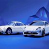 Two White Alpine Cars paint by numbers