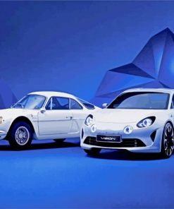 Two White Alpine Cars paint by numbers