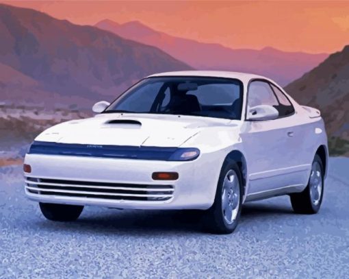 Vintage White Celica Car paint by numbers