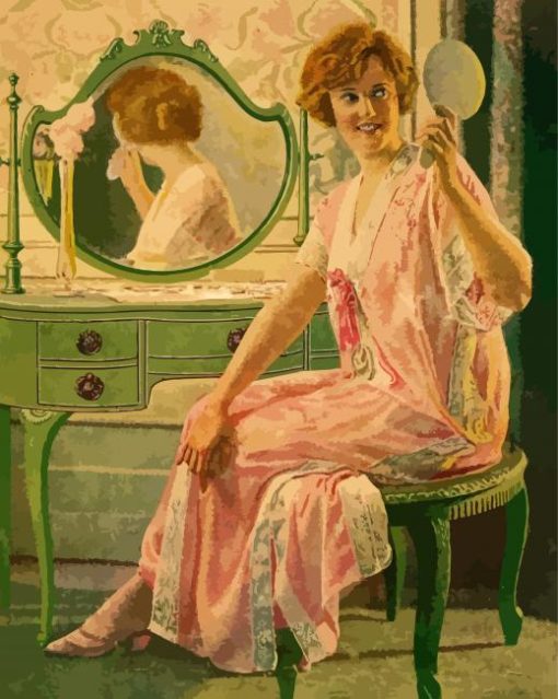 Woman Looking At Mirror paint by numbers
