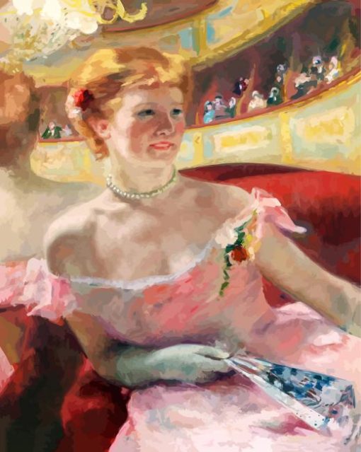 Woman With A Pearl Necklace In A Loge paint by number