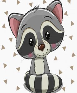 Adorable Grey Raccoon paint by numbers