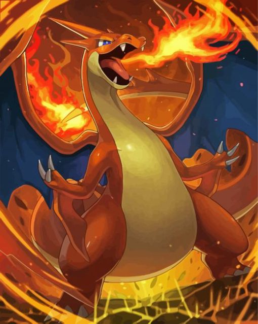 Aesthetic Orange Charizard paint by numbers