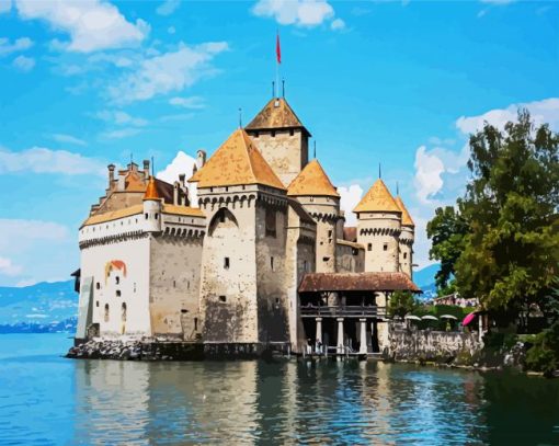 Aesthetic Chillon Castle paint by numbers
