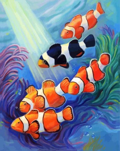 Aesthetic Orange Clown Fish paint by numbers
