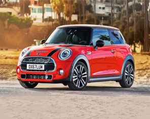 Aesthetic Red Mini Couper paint by numbers