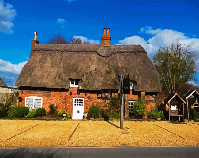 Huge Thatched Cottage paint by numbers