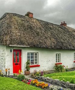 Adorable Thatched Cottage paint by numbers