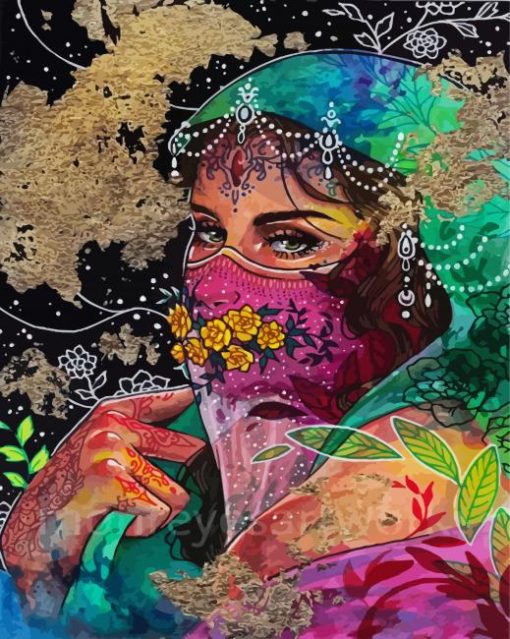 Aesthetic Beautiful Arab Woman paint by number