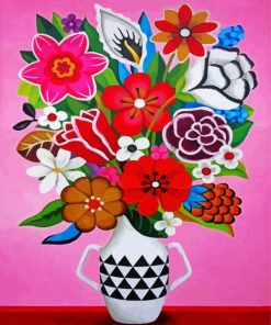 Aesthetic Beautiful Vase Of Flowers paint by number