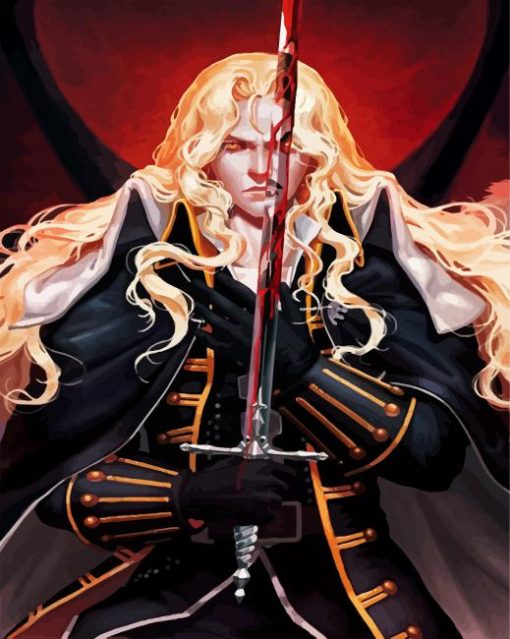 Aesthetic Castlevania Character With Sword paint by numbers