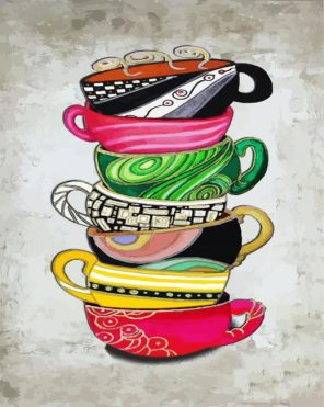 Aesthetic Colorful Cups paint by numbers