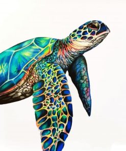 Aesthetic Colorful Sea Turtle paint by numbers
