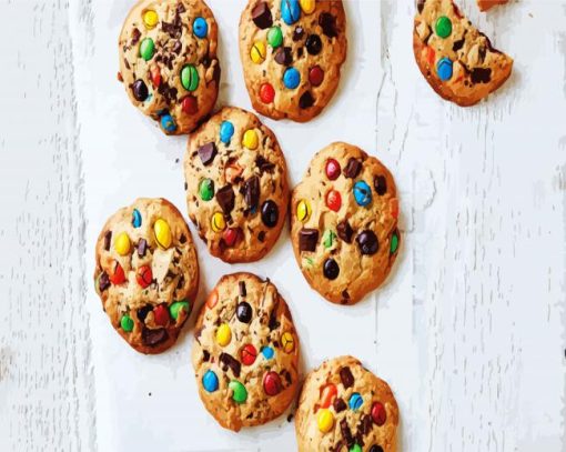 Delicious M&Ms Cookies paint by numbers
