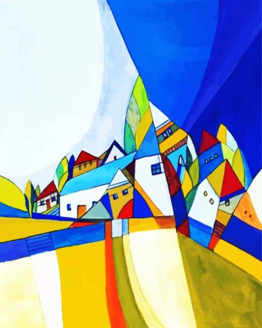 Cubism Houses Art paint by numbers