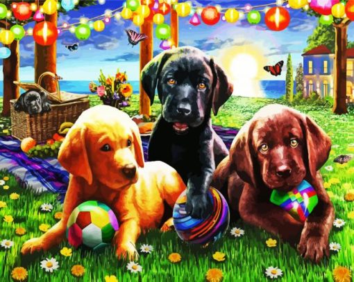 Cute Puppies Animals paint by numbers