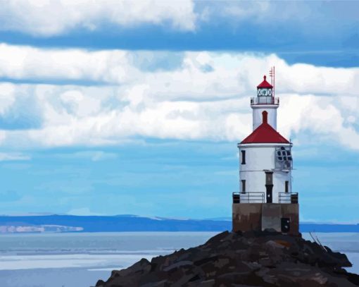Aesthetic Duluth Lighthouse paint by numbers