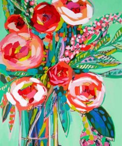 Aesthetic Pink Flowers Pop Art paint by numbers
