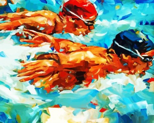 Swimmers In Swimming Competition paint by numbers
