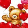 Teddy Bear And Heart Balloons paint by numbers