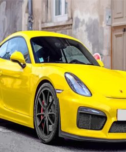 Aesthetic Yellow Cayman Porsche paint by numbers