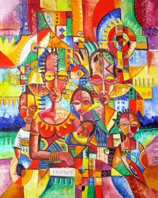 Colorful African Peaple Art paint by numbers