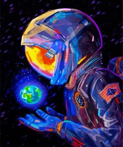 Astronaut Holding Earth paint by numbers