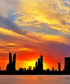 Bahrain Skyline Sunset paint by numbers