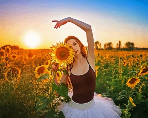 Ballerina And Sunflowers paint by numbers