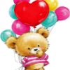 Cute Teddy Bear With Balloons paint by numbers