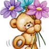 Cute Bear With Flowers paint by numbers