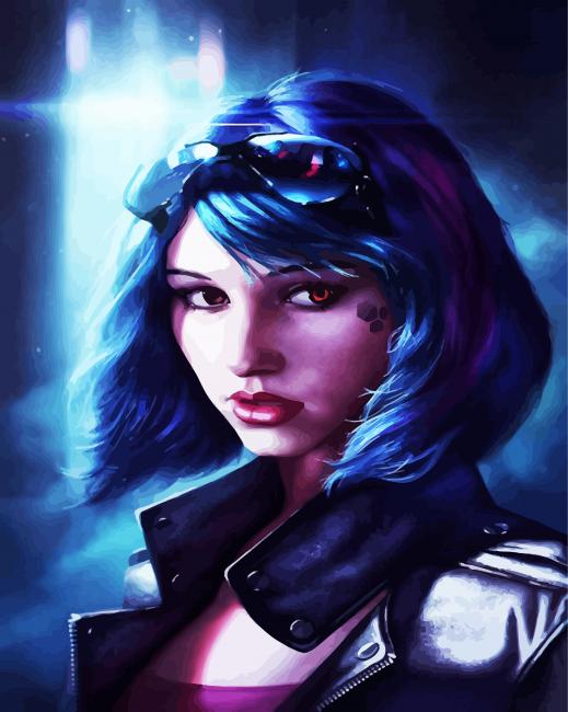 Beautiful Cyberpunk Girl paint by numbers
