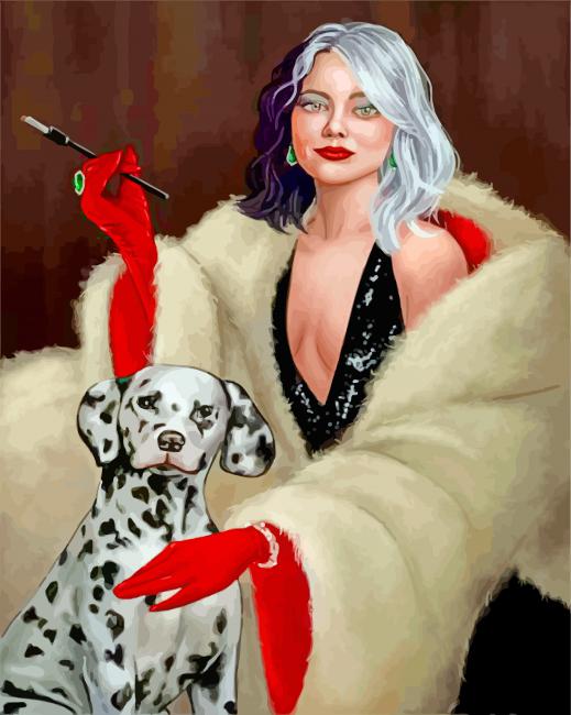 Beautiful Cruella And Dalmatian paint by number