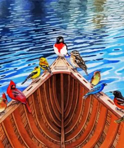 Aesthetic Colorful Birds On Kayak Canoeing paint by numbers